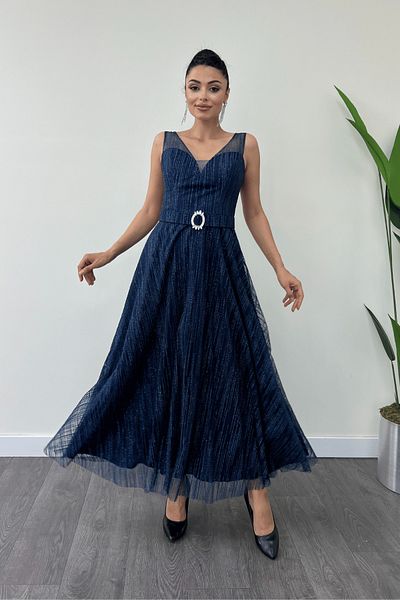 giyimmasalı Φόρεμα μίντι με λουράκι Navy Blue Glitter