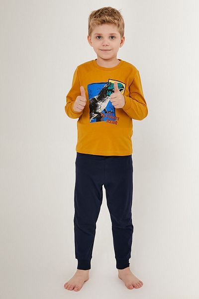 Rolypoly Dark Mustard Boy's Long Sleeve Pajama Set