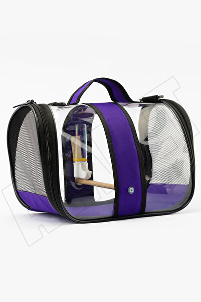ENS PLASTİK Kuş Taşıma Çantası Suluklu Tünekli 32x22x20 Büyük Boy 1. Kalite, Mor