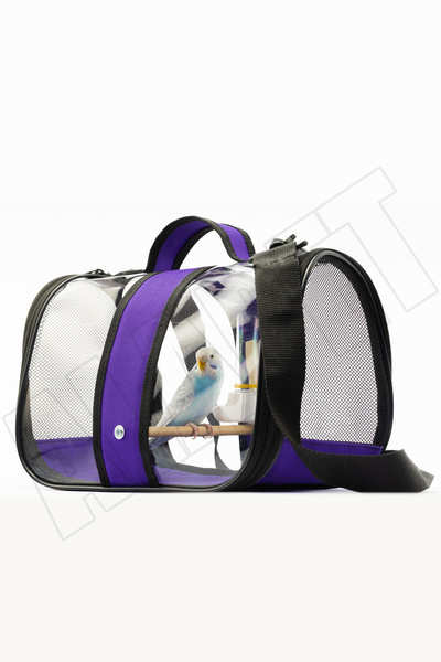 ENS PLASTİK Kuş Taşıma Çantası Suluklu Tünekli 32x22x20 Büyük Boy 1. Kalite, Mor