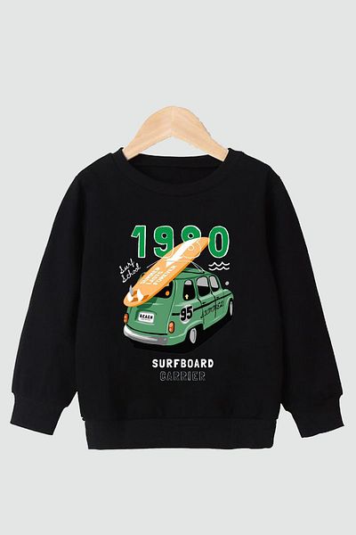 YA KO KİDS Комплект от 2 черно-сиви суитшърта за момче с кръгло деколте и щампа Surfboardborn