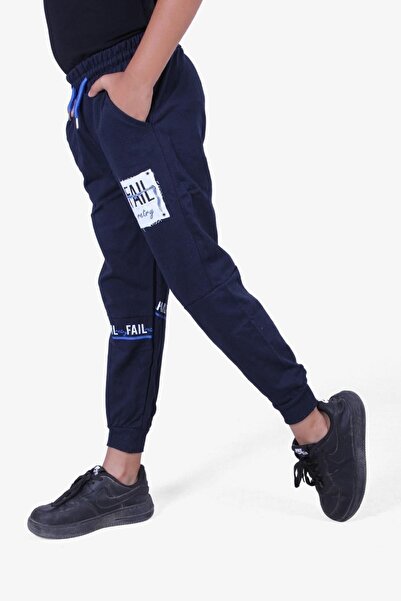 YA KO KİDS Φούτερ για αγόρια Jogger Navy Blue με στάμπα Fail Retry