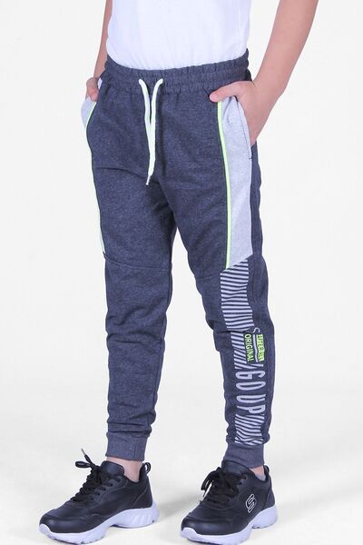 YA KO KİDS 3 részes szürke-füstölt-fekete, Go Up szöveggel nyomtatott fiú melegítőnadrág