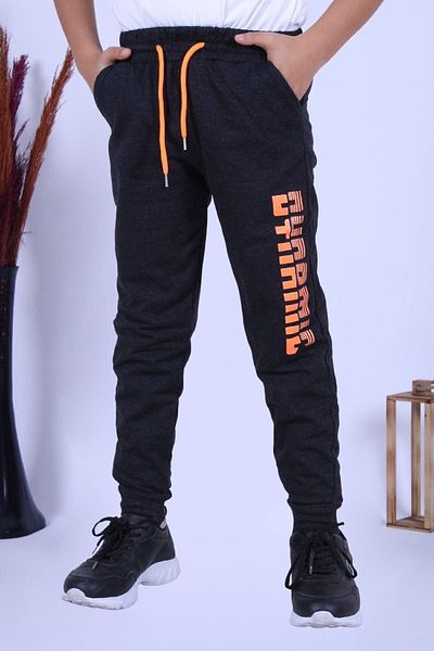 YA KO KİDS Pantaloni de sport pentru băieți, cu imprimeu dinamic, cu buzunar dublu, cu litere din fosfor, antracit