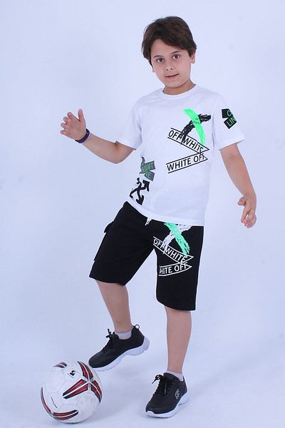 YA KO KİDS Ya-ko Kids Printed Children's Capri Suit Set