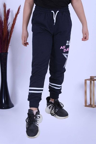 YA KO KİDS Pantaloni de trening pentru fetiță, cu dungi, cu litere detaliate cu stea