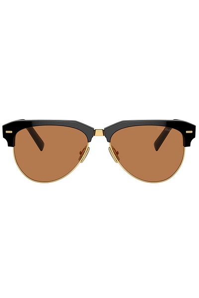Miu Miu MU09ZS1AB2Z157 Black Bone Framed Brown Lens Women's Sunglasses - UV400