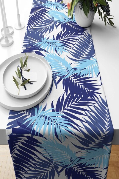 Pelangi Amazon Blue Leaf Pattern Stain Runner - Nonsistant Fabric for Living ...