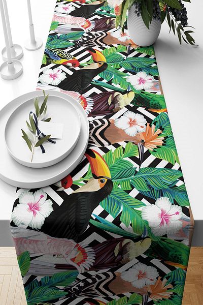 on the clouds Tropical Parrot Pattern Non-Stick Fabric Τραπέζι κουζίνας σαλονιού - Διαφορετικά μοντέλα
