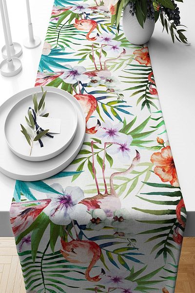 on the clouds Πολύχρωμο Flower Pattern Stain Runner - Για Τραπέζι Σαλονιού και Κουζίνας