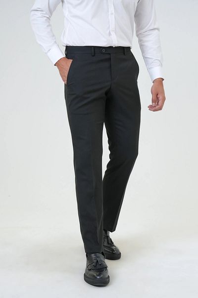 SÜVARİ Ανδρικό υφασμάτινο παντελόνι ελαστικό Slim Fit μαύρο