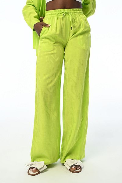 Orfeo Negro Women - Elastic Waist, Wide Leg, Lemon Patterned Trousers