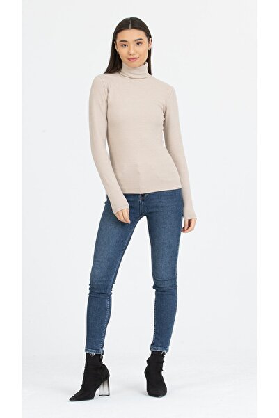 Kallisto Μπεζ πλεκτή μπλούζα με ζιβάγκο
