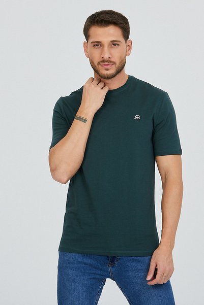 Kallisto Emerald Color Crew Neck Cotton Slim Fit Men's Limited Edition Basic