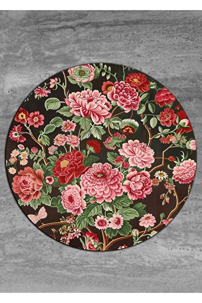 kilim home Mars 144 Bahar Çiçekleri Kırmızı Yeşil Çok Renkli Yuvarlak Halı