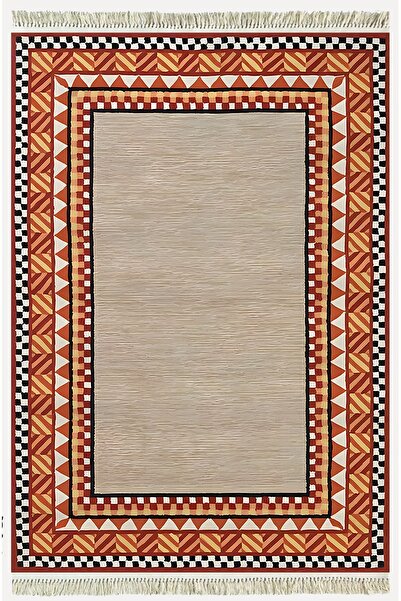 kilim home كليم قطن 20 قطن كليم أرضي برتقالي مخطط مزخرف قابل للغسل ومنسوج على...