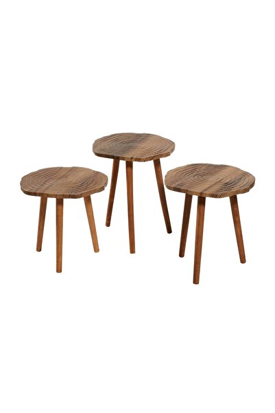 Just Home Tree Rustik Zigon Sehpa - Kahverengi - 40 cm