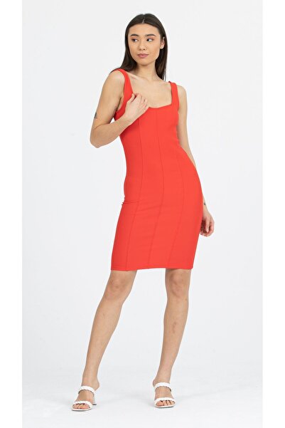Kallisto Red Ottoman Narrow Fit Mini Dress