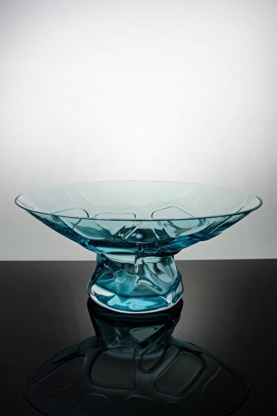 Paşabahçe Denizlicam El Imalatı Kristal Turkuaz Oval Desenli Kase 1027819 23563