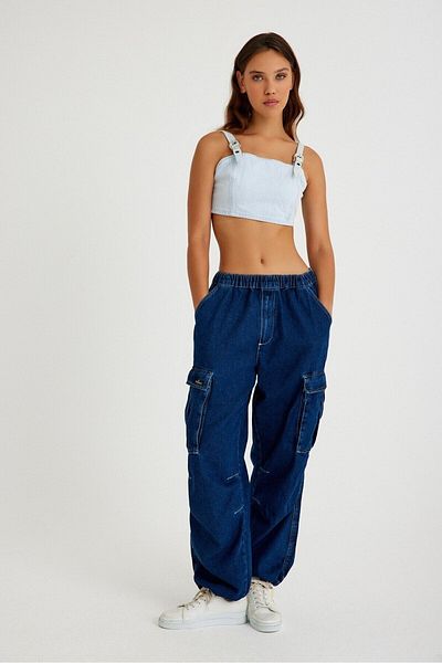 Kutaf Bustieră din denim cu cataramă