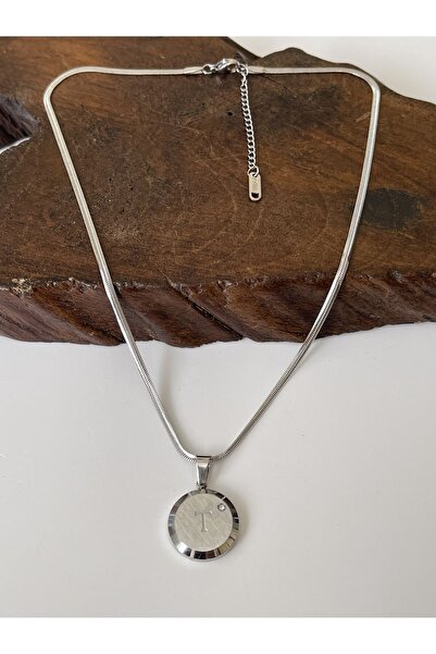 Rupen Kraft 316 Ceraahi Çelik Kolye Harfli Madalyon Kolye T Harfi Çelik Kolye