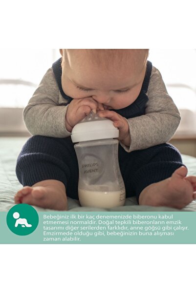 Philips Avent Natural Response Doğal Tepkili Cam Biberon, 2'li Set 120ml, 0+ Ay + 240ml, 1+ Ay