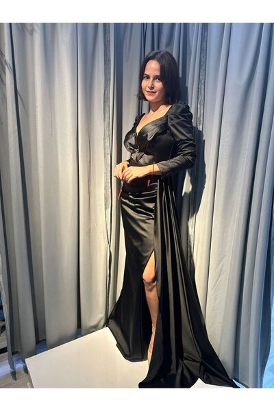 Abiye's SATEN YIRTMAÇLI DRAPELİ TASARIM GECE ELBİSESİ