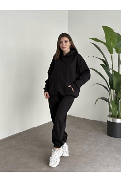 YAKAMEL Γυναικείο Σετ Φόρμας Oversize με Ελαστικό Κουκούλαμα και Ψηλόμεσο Σχέ...