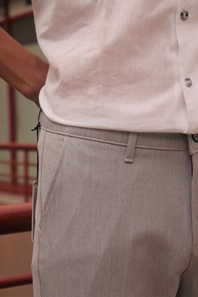 CMZ COLLECTİON Men's Summer Lycra Trousers - Italian Cut, Ankle Length