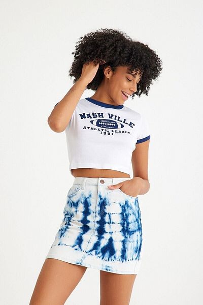 Kutaf Women's High Waist Jean Skirt