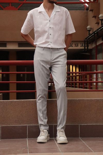 CMZ COLLECTİON Men's Summer Lycra Trousers - Italian Cut, Ankle Length
