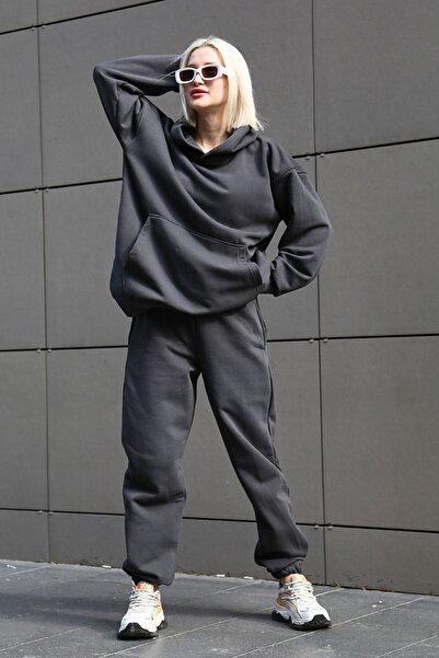 YAKAMEL Γυναικείο σετ φόρμας με κουκούλα, τριών κλωστών