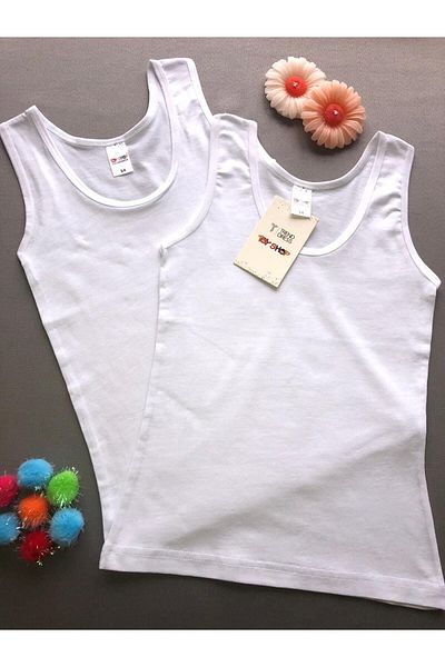 TREND DRESS Cotton Girl's Thick Strap Undershirt Set of 2