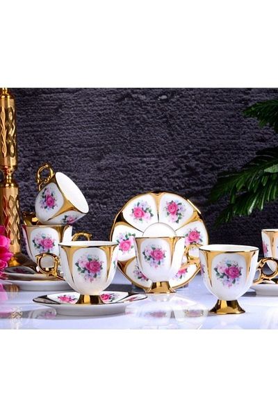Kosova Porcelain Stella 6-Piece Standing Cup Set 90 Cc Ist-142