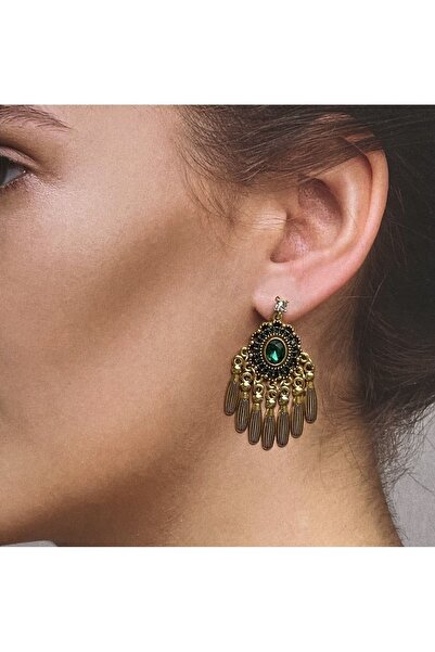 Rupen Kraft Authentic Green Stone Dangle Earrings