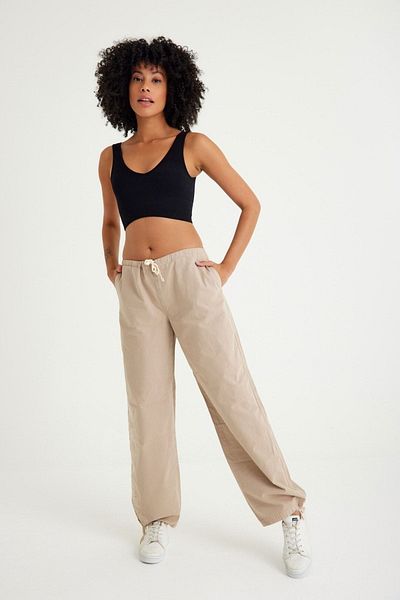 Kutaf Straight Linen Trousers Dragon Embroidered