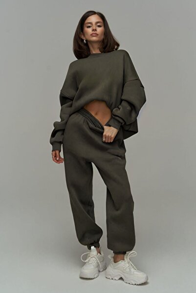 YAKAMEL Γυναικείο Γνήσιο Σετ Φόρμας Jogger με λαιμόκοψη Crew Neck Νέα Συλλογή