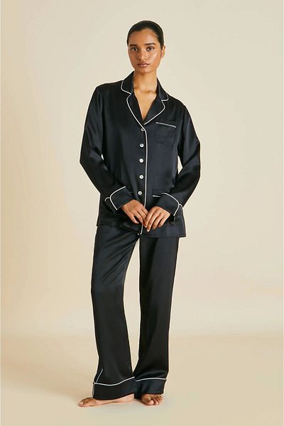 HUCKBERRY Set pijamale pentru femei din satin de mătase Milena Premium - mâneci lungi și fabricate în Italia