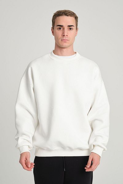 3 ROPE White Unisex Oversize Crew Neck Sweatshirt