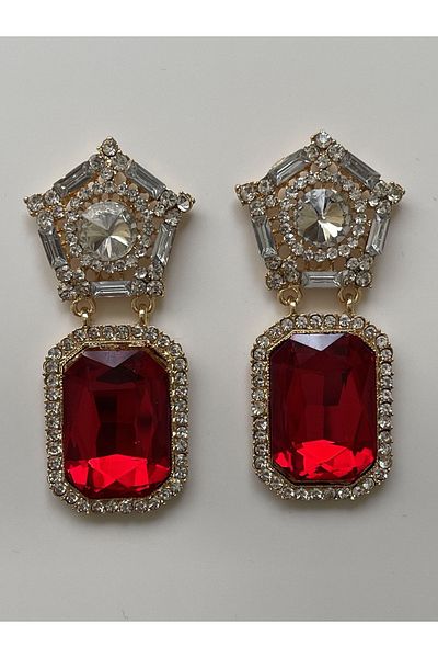 Rupen Kraft Baguette Stone Kokoş Rich Looking Evening Dress Earrings
