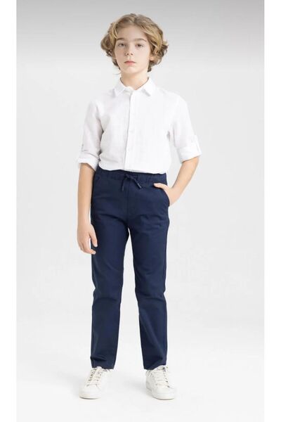 OKULCUBABA Тъмносиня ликра - Детски панталон за прогимназии със свободна крой...