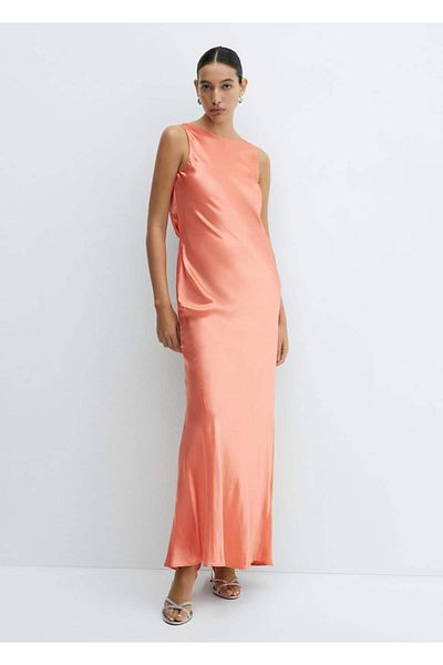 MANGO Woman Satin Satin Dress - Open Back Design