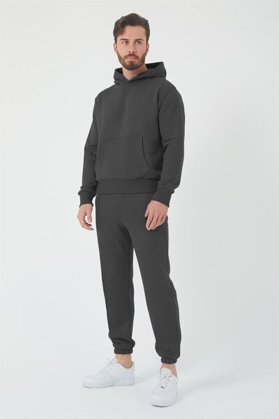 CMZ COLLECTİON Ανδρικό σετ φούτερ με κουκούλα, ψηλόμεσο, ελαστικό, με τσέπες