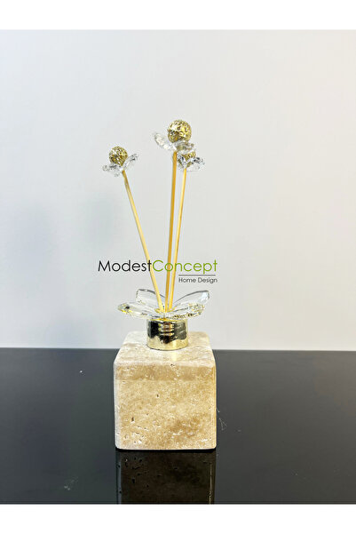 Modestmar Traverten Mermer Difüzör Oda Kokusu, kristal bambu çubuklu oda koku...