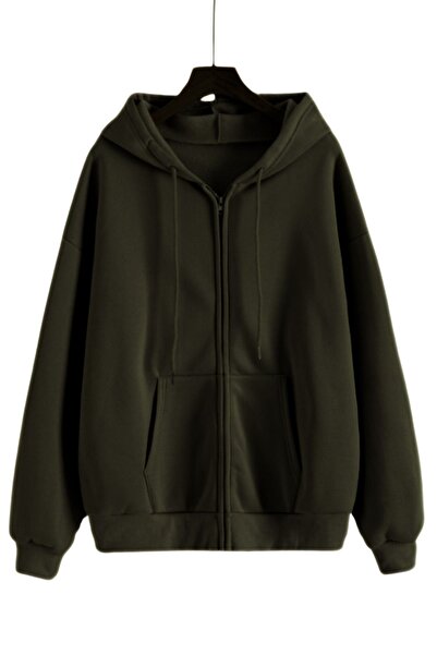 YAKAMEL سترة صوفية بغطاء للرأس بسحاب للجنسين