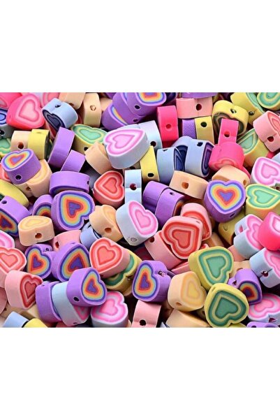 Bijumix Aksesuar 25 Adet 10mm Polimer Kil Fimo Kalp Figürlü Boncuk Takı Yapım...