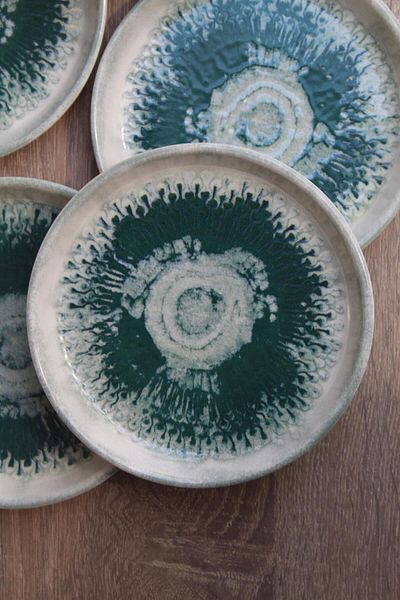 Güral Porcelain 6-Piece Greendrop Bilbao 15 Cm Flat Plate
