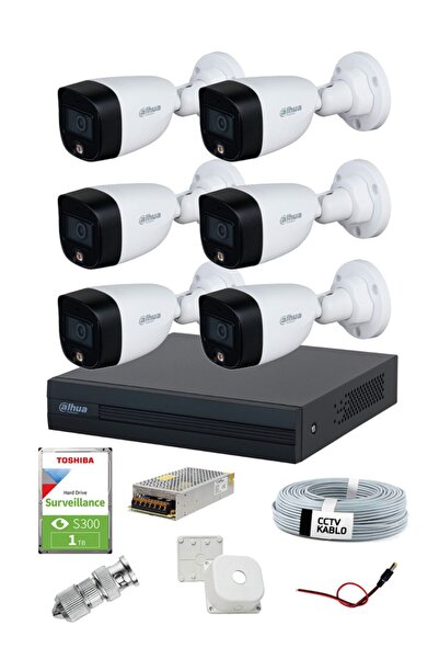 DAHUA 6 Kameralı Renkli Gece Görüşlü Güvenlik Kamera Seti