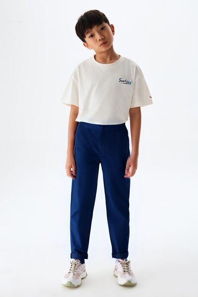 OKULCUBABA Детски - панталони с еластична талия и странични джобове за училище