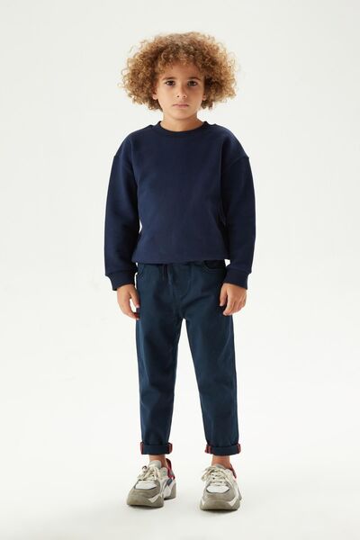 OKULCUBABA Момчешки/момичешки училищни панталони с еластична талия, скрита та...